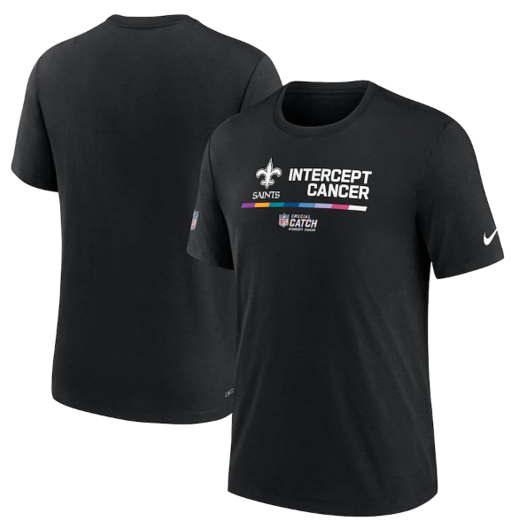 Men's New Orleans Saints 2022 Black Crucial Catch Performance T-Shirt